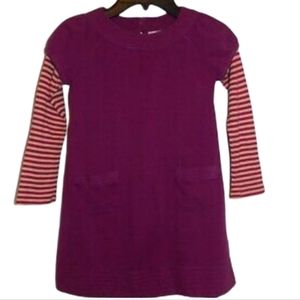 Mini Boden Hotchpotch Pocket Dress Purple with Red White Sleeves Size 7-8